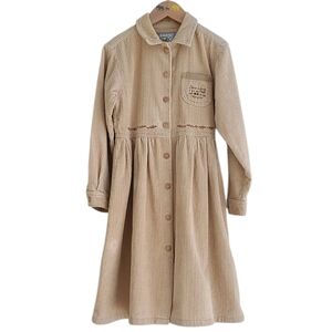 Jacadi Paris Girls Soft Corduroy Dress Size 8A Ecru Beige